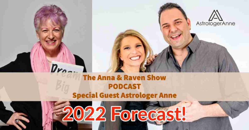 Astrologer Anne Nordhaus-Bike with hosts of Anna and Raven radio show
