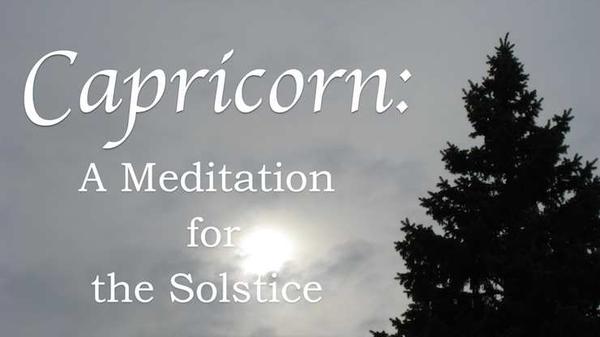 Winter Solstice gray sky, black pine tree, meditation video title
